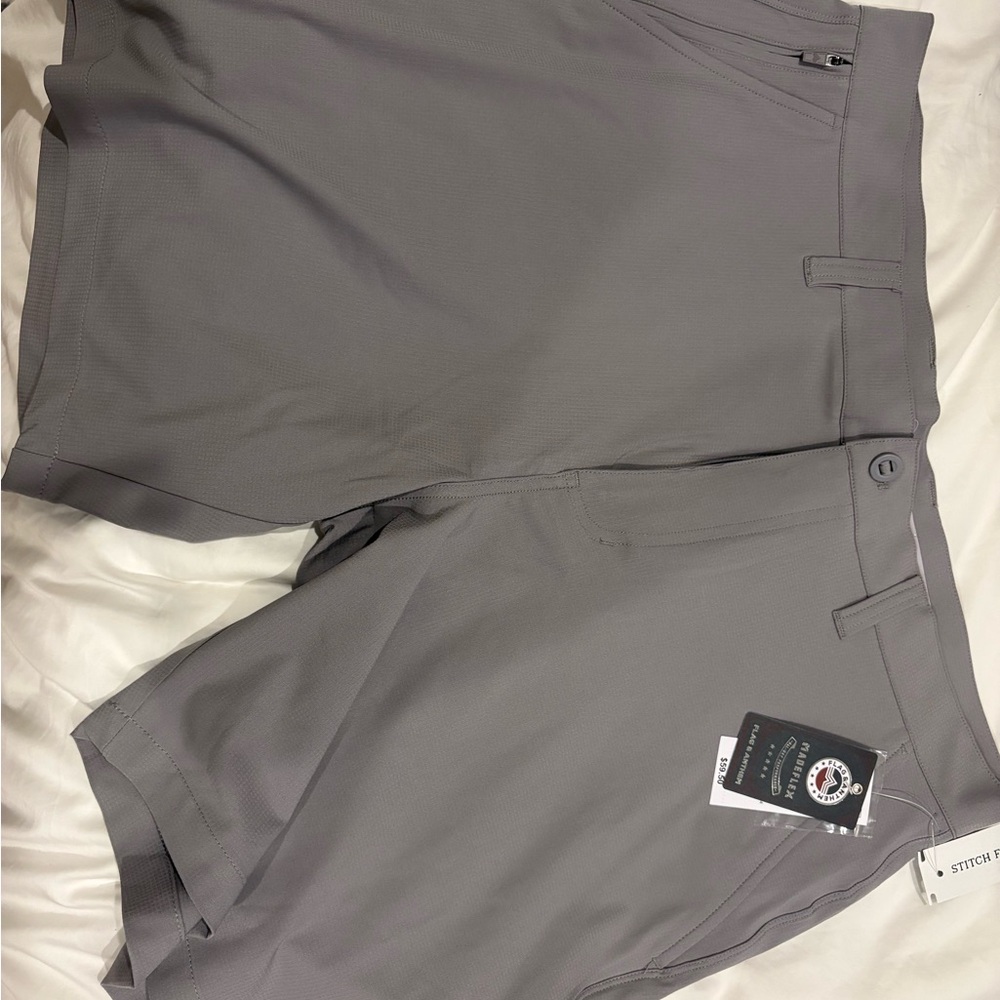 Gray Flat Front Shorts with Streamlined Cut